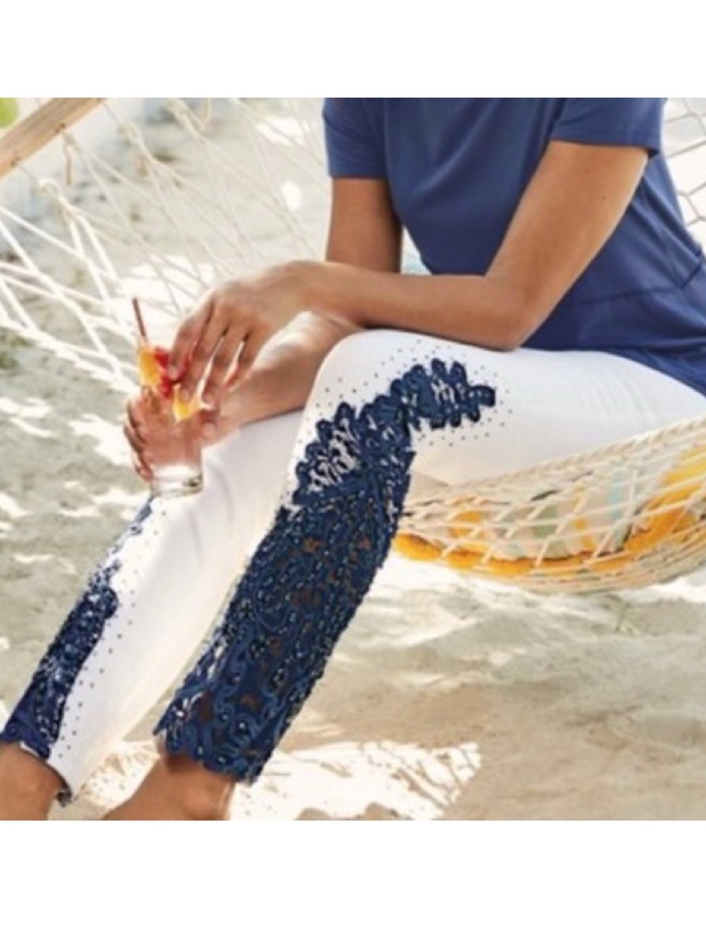 Soft Surroundings Plus Size Parisa Embellished White Denim Jeans Size 24W NWT!